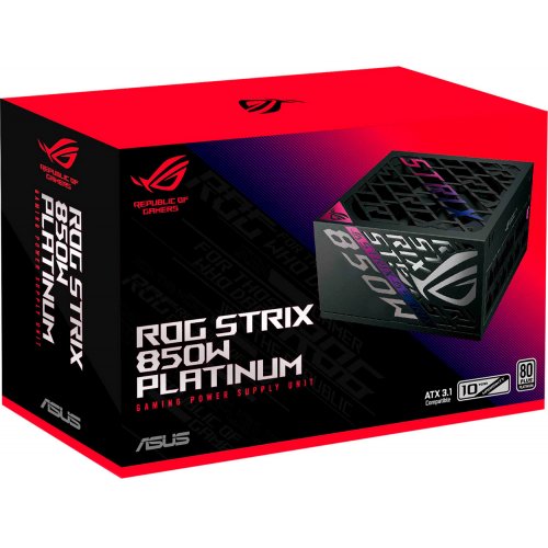 Блок живлення Asus ROG Strix 850W Platinum (90YE00W2-B0NA00) Black купити з перевіркою сумісності: огляд, характеристики, ціна у Києві, Львові, Вінниці, Хмельницькому, Івано-Франківську, Україні | інтернет-магазин TELEMART.UA фото