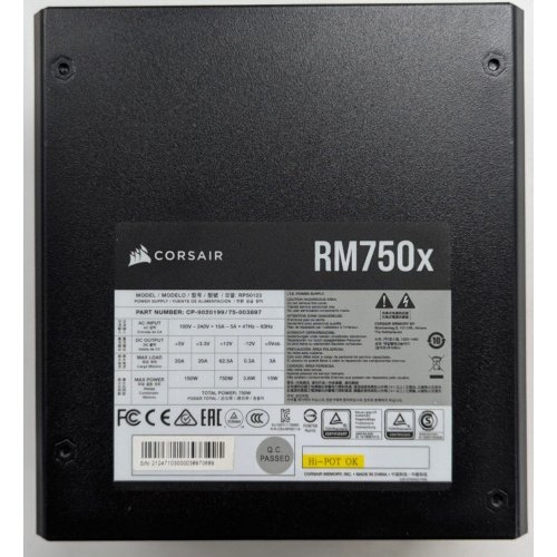 Блок живлення Corsair RM750x 750W (CP-9020199-EU) (Відновлено продавцем, 730248) купити з перевіркою сумісності: огляд, характеристики, ціна у Києві, Львові, Вінниці, Хмельницькому, Івано-Франківську, Україні | інтернет-магазин TELEMART.UA фото