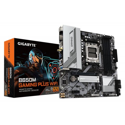 Материнська плата Gigabyte B650M GAMING PLUS WIFI (sAM5, AMD B650) купити з перевіркою сумісності: огляд, характеристики, ціна у Києві, Львові, Вінниці, Хмельницькому, Івано-Франківську, Україні | інтернет-магазин TELEMART.UA фото