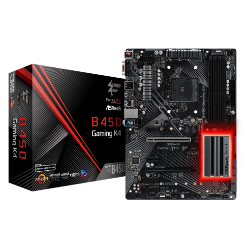 Материнська плата AsRock FATAL1TY B450 Gaming K4 (sAM4, AMD B450) (Відновлено продавцем, 730559) купити з перевіркою сумісності: огляд, характеристики, ціна у Києві, Львові, Вінниці, Хмельницькому, Івано-Франківську, Україні | інтернет-магазин TELEMART.UA фото