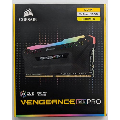 Озп Corsair DDR4 16GB (2x8GB) 3600Mhz Vengeance RGB Pro Black (CMW16GX4M2D3600C18) (Відновлено продавцем, 730818) купити з перевіркою сумісності: огляд, характеристики, ціна у Києві, Львові, Вінниці, Хмельницькому, Івано-Франківську, Україні | інтернет-магазин TELEMART.UA фото