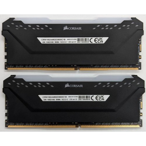 Озп Corsair DDR4 16GB (2x8GB) 3600Mhz Vengeance RGB Pro Black (CMW16GX4M2D3600C18) (Відновлено продавцем, 730818) купити з перевіркою сумісності: огляд, характеристики, ціна у Києві, Львові, Вінниці, Хмельницькому, Івано-Франківську, Україні | інтернет-магазин TELEMART.UA фото