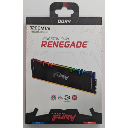 Озп Kingston DDR4 16GB (2x8GB) 3200Mhz FURY Renegade RGB Black (KF432C16RBAK2/16) (Відновлено продавцем, 730826) купити з перевіркою сумісності: огляд, характеристики, ціна у Києві, Львові, Вінниці, Хмельницькому, Івано-Франківську, Україні | інтернет-магазин TELEMART.UA фото