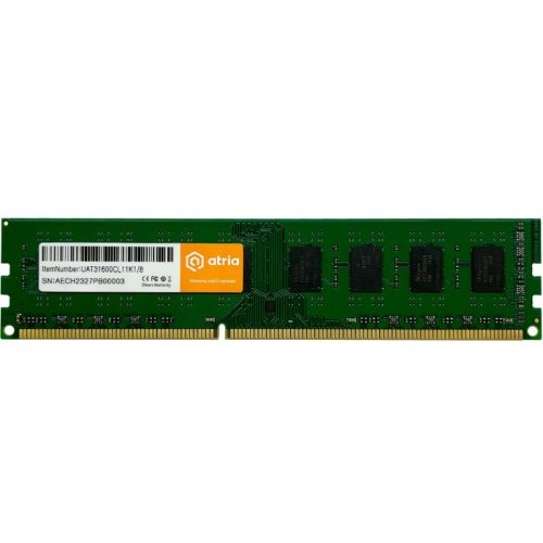 Купить Уценка озу ATRIA DDR3 8GB 1600Mhz (UAT31600CL11K1/8) (Следы использования, 731766) с проверкой совместимости: обзор, характеристики, цена в Киеве, Днепре, Одессе, Харькове, Украине | интернет-магазин TELEMART.UA фото