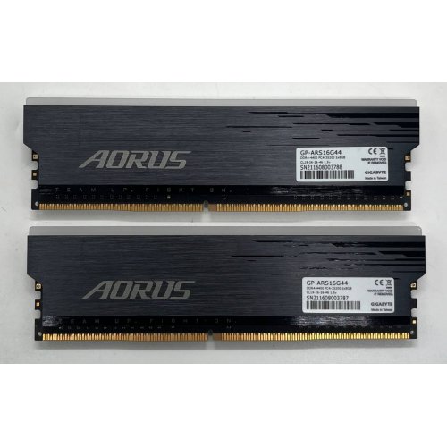 Озп Gigabyte DDR4 16GB (2x8GB) 4400Mhz AORUS RGB (GP-ARS16G44) (Відновлено продавцем, 731892) купити з перевіркою сумісності: огляд, характеристики, ціна у Києві, Львові, Вінниці, Хмельницькому, Івано-Франківську, Україні | інтернет-магазин TELEMART.UA фото