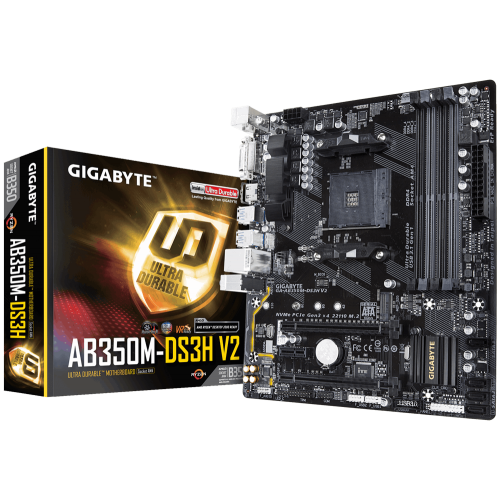 Материнська плата Gigabyte GA-AB350M-DS3H V2 (sAM4, AMD B350) (Відновлено продавцем, 732202) купити з перевіркою сумісності: огляд, характеристики, ціна у Києві, Львові, Вінниці, Хмельницькому, Івано-Франківську, Україні | інтернет-магазин TELEMART.UA фото