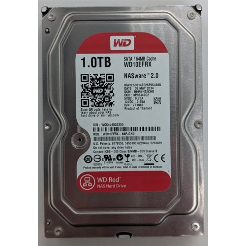 Купить Жесткий диск Western Digital Red 1TB 64MB 3.5" (WD10EFRX) (Восстановлено продавцом, 732387) с проверкой совместимости: обзор, характеристики, цена в Киеве, Днепре, Одессе, Харькове, Украине | интернет-магазин TELEMART.UA фото