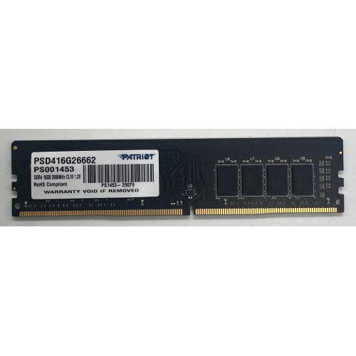 Озп Patriot DDR4 16GB 2666Mhz Signature Line (PSD416G26662) (Відновлено продавцем, 732625) купити з перевіркою сумісності: огляд, характеристики, ціна у Києві, Львові, Вінниці, Хмельницькому, Івано-Франківську, Україні | інтернет-магазин TELEMART.UA фото