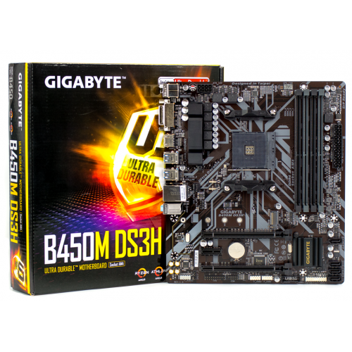 Материнська плата Gigabyte B450M DS3H (sAM4, AMD B450) (Відновлено продавцем, 732647) купити з перевіркою сумісності: огляд, характеристики, ціна у Києві, Львові, Вінниці, Хмельницькому, Івано-Франківську, Україні | інтернет-магазин TELEMART.UA фото