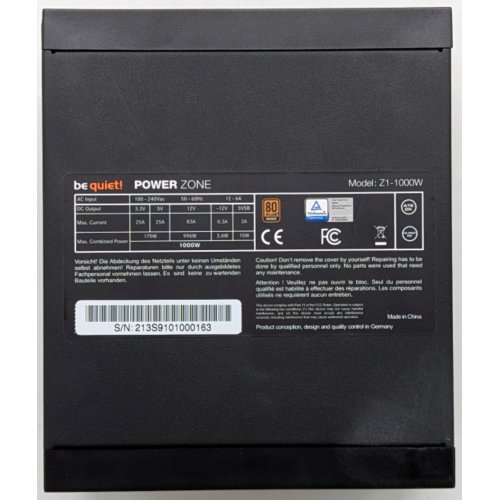 Блок живлення Be Quiet! Power Zone 1000W (BN213) (Відновлено продавцем, 732730) купити з перевіркою сумісності: огляд, характеристики, ціна у Києві, Львові, Вінниці, Хмельницькому, Івано-Франківську, Україні | інтернет-магазин TELEMART.UA фото