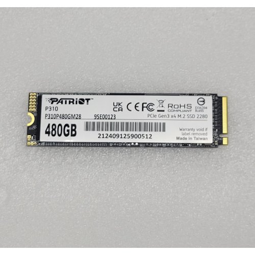 Купить Уценка ssd-диск Patriot P310 480GB M.2 (2280 PCI-E) NVMe x4 (P310P480GM28) (Следы использования, 733005) с проверкой совместимости: обзор, характеристики, цена в Киеве, Днепре, Одессе, Харькове, Украине | интернет-магазин TELEMART.UA фото