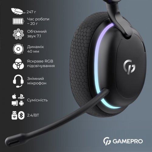 Купити Навушники GamePro Asgard Bragi RGB (HSW250B) Black - ціна в Києві, Львові, Вінниці, Хмельницькому, Франківську, Україні | інтернет-магазин TELEMART.UA фото