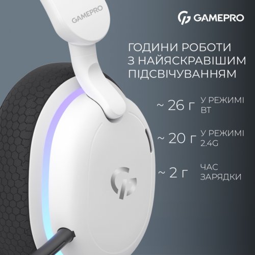 Купить Наушники GamePro Asgard Bragi RGB (HSW250W) White - цена в Харькове, Киеве, Днепре, Одессе
в интернет-магазине Telemart фото