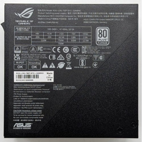 Блок живлення Asus ROG Loki SFX-L 750W Platinum (90YE00N4-B0NA00) (Відновлено продавцем, 733665) купити з перевіркою сумісності: огляд, характеристики, ціна у Києві, Львові, Вінниці, Хмельницькому, Івано-Франківську, Україні | інтернет-магазин TELEMART.UA фото