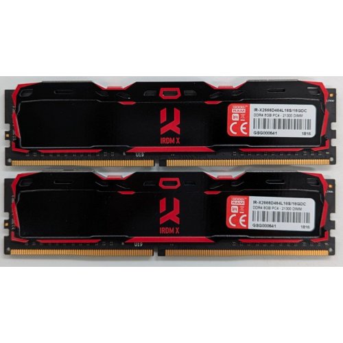 Озп GoodRAM DDR4 16GB (2x8GB) 2666Mhz IRDM X Black (IR-X2666D464L16S/16GDC) (Відновлено продавцем, 734065) купити з перевіркою сумісності: огляд, характеристики, ціна у Києві, Львові, Вінниці, Хмельницькому, Івано-Франківську, Україні | інтернет-магазин TELEMART.UA фото