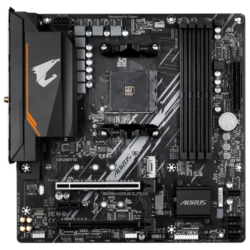 Уцінка материнська плата Gigabyte B550M AORUS ELITE AX (sAM4, AMD B550) (Пошкоджено пакування, 734461) купити з перевіркою сумісності: огляд, характеристики, ціна у Києві, Львові, Вінниці, Хмельницькому, Івано-Франківську, Україні | інтернет-магазин TELEMART.UA фото