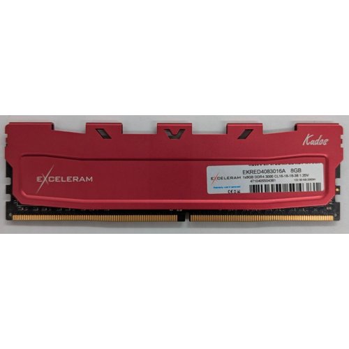 Купить Озу Exceleram DDR4 8GB 3000Mhz Red Kudos (EKRED4083016A) (Восстановлено продавцом, 736365) с проверкой совместимости: обзор, характеристики, цена в Киеве, Днепре, Одессе, Харькове, Украине | интернет-магазин TELEMART.UA фото