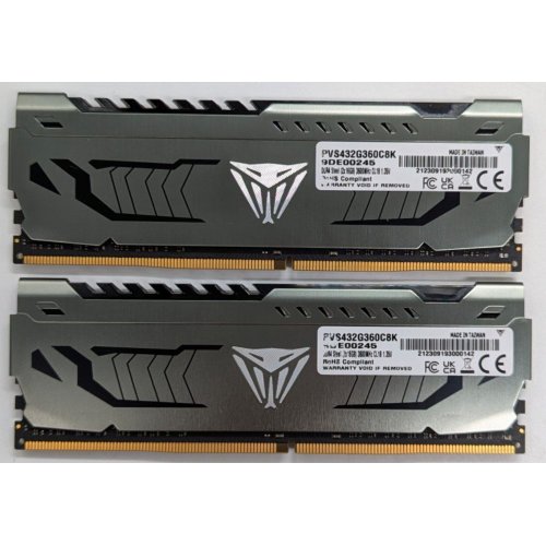 Озп Patriot DDR4 32GB (2x16GB) 3600Mhz Viper Steel (PVS432G360C8K) (Відновлено продавцем, 736397) купити з перевіркою сумісності: огляд, характеристики, ціна у Києві, Львові, Вінниці, Хмельницькому, Івано-Франківську, Україні | інтернет-магазин TELEMART.UA фото