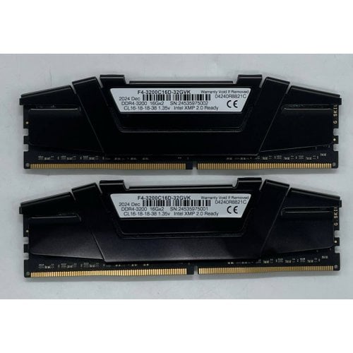 Озп G.Skill DDR4 32GB (2x16GB) 3200Mhz Ripjaws V (F4-3200C16D-32GVK) (Відновлено продавцем, 736964) купити з перевіркою сумісності: огляд, характеристики, ціна у Києві, Львові, Вінниці, Хмельницькому, Івано-Франківську, Україні | інтернет-магазин TELEMART.UA фото