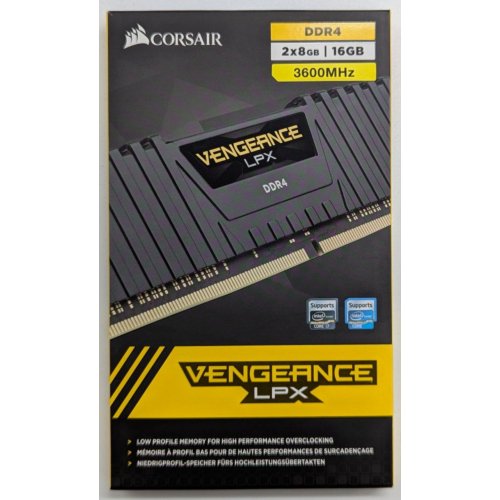 Купить Озу Corsair DDR4 16GB (2x8GB) 3600Mhz Vengeance LPX Black (CMK16GX4M2D3600C16) (Восстановлено продавцом, 737625) с проверкой совместимости: обзор, характеристики, цена в Киеве, Днепре, Одессе, Харькове, Украине | интернет-магазин TELEMART.UA фото