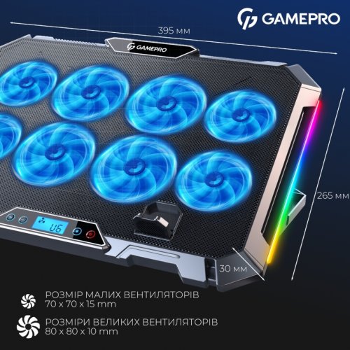 Купити Охолоджувальна підставка для ноутбука GamePro CP795 Black - ціна в Києві, Львові, Вінниці, Хмельницькому, Франківську, Україні | інтернет-магазин TELEMART.UA фото