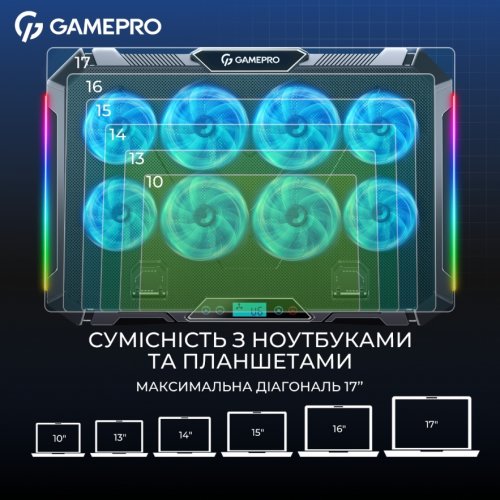 Купити Охолоджувальна підставка для ноутбука GamePro CP795 Black - ціна в Києві, Львові, Вінниці, Хмельницькому, Франківську, Україні | інтернет-магазин TELEMART.UA фото