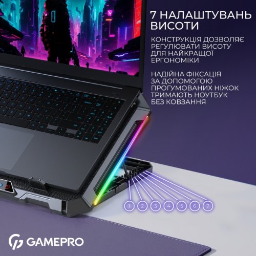 Купити Охолоджувальна підставка для ноутбука GamePro CP795 Black - ціна в Києві, Львові, Вінниці, Хмельницькому, Франківську, Україні | інтернет-магазин TELEMART.UA фото