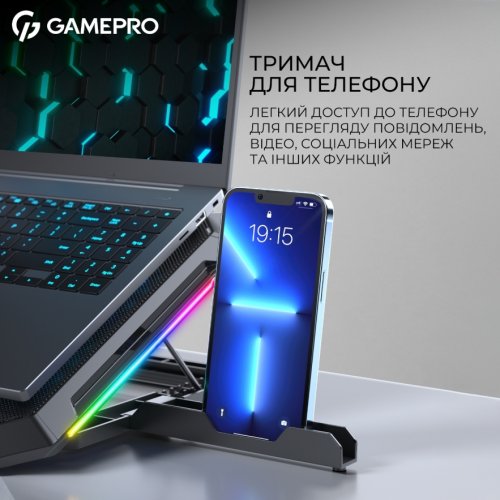 Купить Охлаждающая подставка для ноутбука GamePro CP795 Black - цена в Харькове, Киеве, Днепре, Одессе
в интернет-магазине Telemart фото