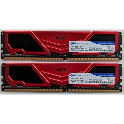 Озп Team DDR4 8GB (2x4GB) 2400Mhz Elite Red (TPRD44G2400HC16BK) (Відновлено продавцем, 737998) купити з перевіркою сумісності: огляд, характеристики, ціна у Києві, Львові, Вінниці, Хмельницькому, Івано-Франківську, Україні | інтернет-магазин TELEMART.UA фото