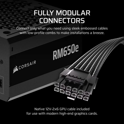 Блок живлення Corsair RM650e 650W (CP-9020302-EU) купити з перевіркою сумісності: огляд, характеристики, ціна у Києві, Львові, Вінниці, Хмельницькому, Івано-Франківську, Україні | інтернет-магазин TELEMART.UA фото