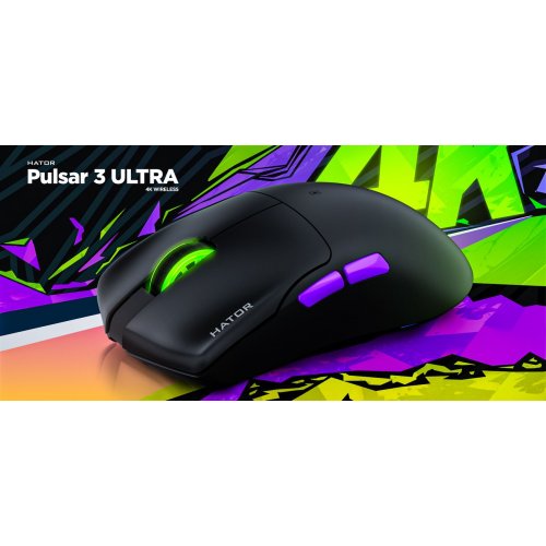 Мышка HATOR Pulsar 3 Ultra 4K Wireless (HTM680) Black купить в Украине: Киев, Днепр, Харьков, Одесса  | Низкая цена, отзывы, характеристики от TELEMART фото