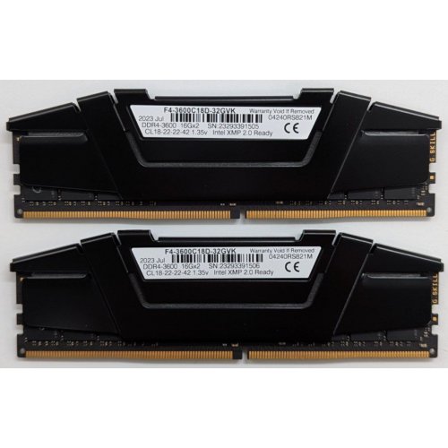 Купить Озу G.Skill DDR4 32GB (2x16GB) 3600Mhz Ripjaws V Black (F4-3600C18D-32GVK) (Восстановлено продавцом, 738166) с проверкой совместимости: обзор, характеристики, цена в Киеве, Днепре, Одессе, Харькове, Украине | интернет-магазин TELEMART.UA фото