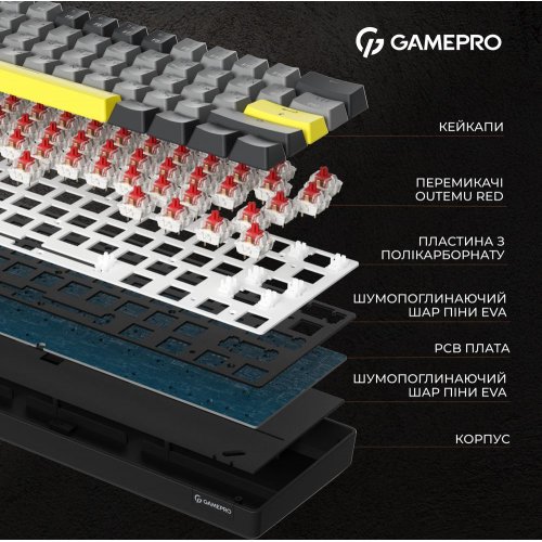 Купити Клавіатура GamePro MK130R Pro Outemu Red Hot-Swap RGB Black - ціна в Києві, Львові, Вінниці, Хмельницькому, Франківську, Україні | інтернет-магазин TELEMART.UA фото