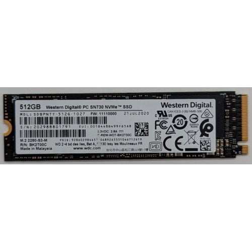 Купить Ssd-диск Western Digital SN730 512GB M.2 (2280 PCI-E) (SDBPNTY-512G-1027) (Восстановлено продавцом, 738428) с проверкой совместимости: обзор, характеристики, цена в Киеве, Днепре, Одессе, Харькове, Украине | интернет-магазин TELEMART.UA фото