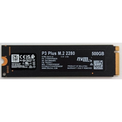 Ssd-диск Crucial P3 Plus 3D NAND 500GB M.2 (2280 PCI-E) (CT500P3PSSD8) (Відновлено продавцем, 738431) купити з перевіркою сумісності: огляд, характеристики, ціна у Києві, Львові, Вінниці, Хмельницькому, Івано-Франківську, Україні | інтернет-магазин TELEMART.UA фото