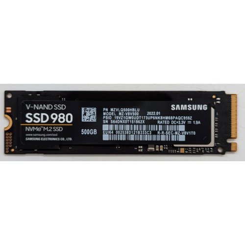 Купить Ssd-диск Samsung 980 V-NAND MLC 500GB M.2 (2280 PCI-E) NVMe 1.4 (MZ-V8V500BW) (Восстановлено продавцом, 738452) с проверкой совместимости: обзор, характеристики, цена в Киеве, Днепре, Одессе, Харькове, Украине | интернет-магазин TELEMART.UA фото