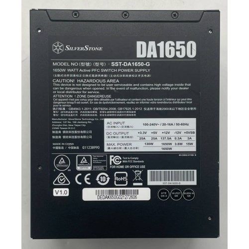 Блок живлення Silverstone 1650W 80+ Gold (SST-DA1650-G) (Відновлено продавцем, 739561) купити з перевіркою сумісності: огляд, характеристики, ціна у Києві, Львові, Вінниці, Хмельницькому, Івано-Франківську, Україні | інтернет-магазин TELEMART.UA фото