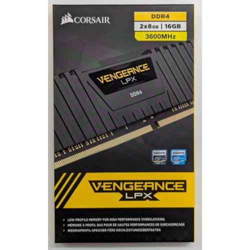 Озп Corsair DDR4 16GB (2x8GB) 3600Mhz Vengeance LPX (CMK16GX4M2D3600C18) (Відновлено продавцем, 740101) купити з перевіркою сумісності: огляд, характеристики, ціна у Києві, Львові, Вінниці, Хмельницькому, Івано-Франківську, Україні | інтернет-магазин TELEMART.UA фото