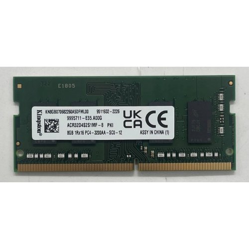 Купить Озу Kingston SODIMM DDR4 8GB 3200Mhz (ACR32D4S2S1MF-8) (Восстановлено продавцом, 740152) с проверкой совместимости: обзор, характеристики, цена в Киеве, Днепре, Одессе, Харькове, Украине | интернет-магазин TELEMART.UA фото