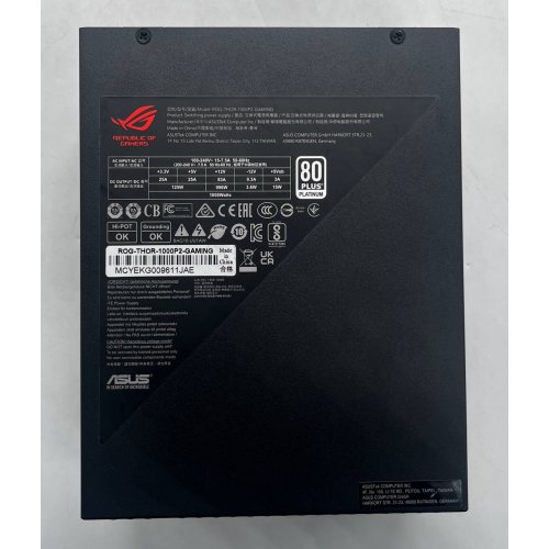 Блок живлення Asus ROG Thor 1000W Platinum II (90YE00L4-B0NA00) (Відновлено продавцем, 740180) купити з перевіркою сумісності: огляд, характеристики, ціна у Києві, Львові, Вінниці, Хмельницькому, Івано-Франківську, Україні | інтернет-магазин TELEMART.UA фото