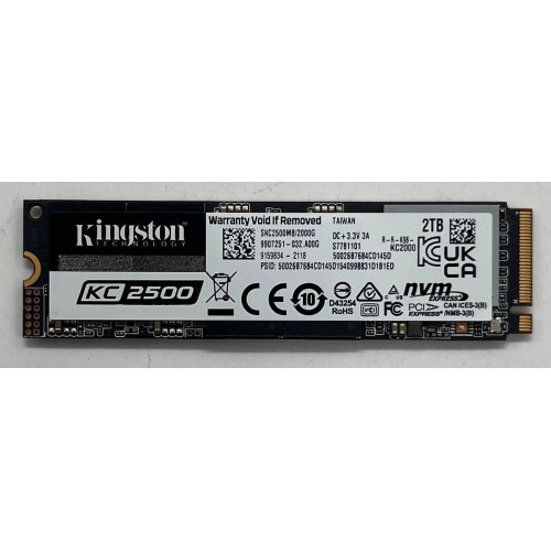 Ssd-диск Kingston KC2500 3D NAND TLC 2TB M.2 (2280 PCI-E) NVMe x4 (SKC2500M8/2000G) (Відновлено продавцем, 740357) купити з перевіркою сумісності: огляд, характеристики, ціна у Києві, Львові, Вінниці, Хмельницькому, Івано-Франківську, Україні | інтернет-магазин TELEMART.UA фото