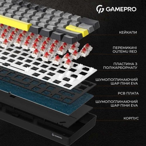 Купить Клавиатура GamePro MK130G Pro Outemu Red Hot-Swap RGB Black - цена в Харькове, Киеве, Днепре, Одессе
в интернет-магазине Telemart фото