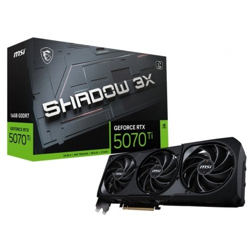 Купить Видеокарта MSI GeForce RTX 5070 Ti SHADOW 3X 16384MB (RTX 5070 Ti 16G SHADOW 3X) с проверкой совместимости: обзор, характеристики, цена в Киеве, Днепре, Одессе, Харькове, Украине | интернет-магазин TELEMART.UA фото