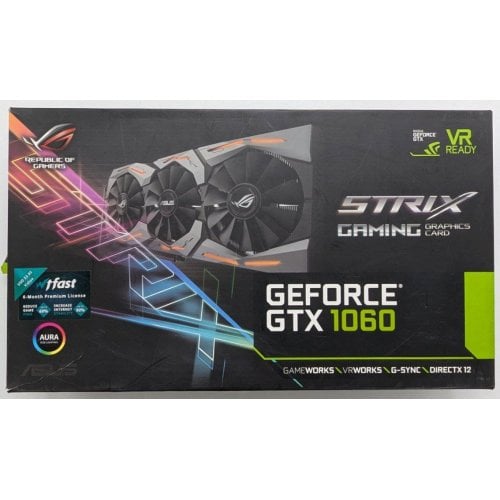 Купить Видеокарта Asus ROG GeForce GTX 1060 STRIX OC 6144MB (STRIX-GTX1060-O6G-GAMING) (Восстановлено продавцом, 741204) с проверкой совместимости: обзор, характеристики, цена в Киеве, Днепре, Одессе, Харькове, Украине | интернет-магазин TELEMART.UA фото