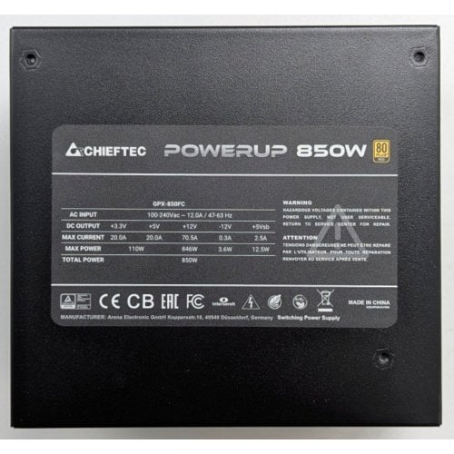 Купить Блок питания CHIEFTEC PowerUp 850W (GPX-850FC) (Восстановлено продавцом, 741484) с проверкой совместимости: обзор, характеристики, цена в Киеве, Днепре, Одессе, Харькове, Украине | интернет-магазин TELEMART.UA фото