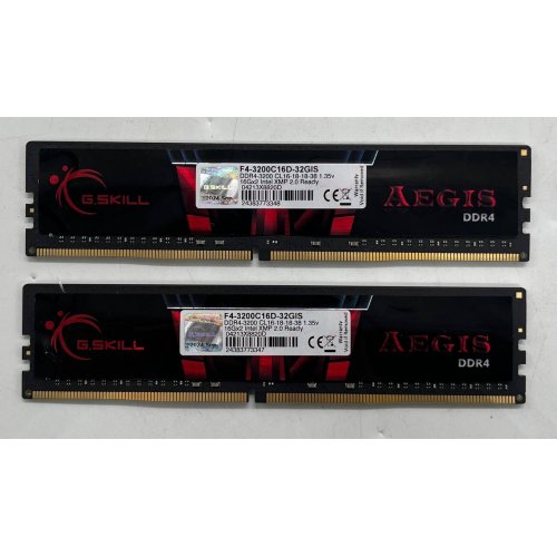 Купить Озу G.Skill DDR4 32GB (2x16GB) 3200Mhz Aegis (F4-3200C16D-32GIS) (Восстановлено продавцом, 741862) с проверкой совместимости: обзор, характеристики, цена в Киеве, Днепре, Одессе, Харькове, Украине | интернет-магазин TELEMART.UA фото