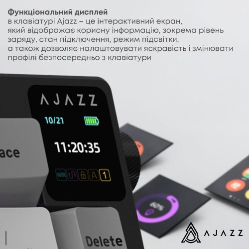 Купити Клавіатура Ajazz AK650 RGB Flying Fish Switch Wireless With Screen (AK650-FF-BGY) Black - ціна в Києві, Львові, Вінниці, Хмельницькому, Франківську, Україні | інтернет-магазин TELEMART.UA фото