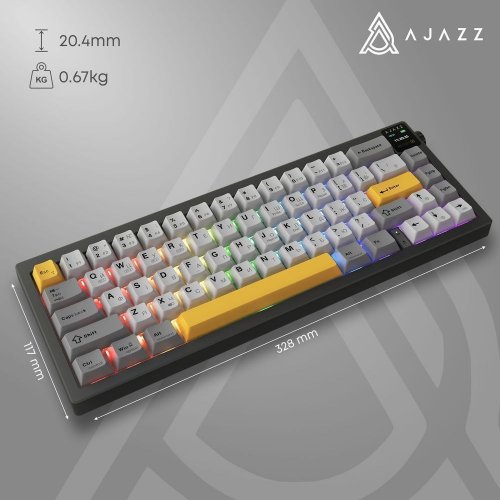 Купити Клавіатура Ajazz AK650 RGB Flying Fish Switch Wireless With Screen (AK650-FF-BGY) Black - ціна в Києві, Львові, Вінниці, Хмельницькому, Франківську, Україні | інтернет-магазин TELEMART.UA фото