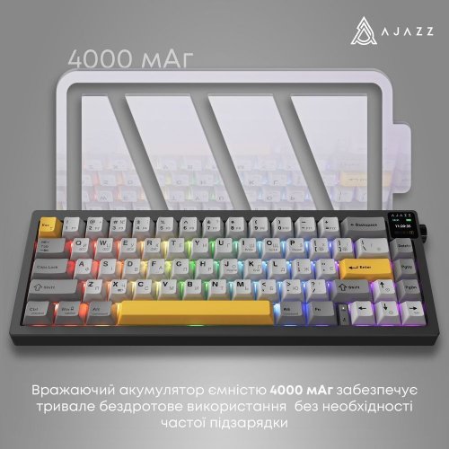 Купити Клавіатура Ajazz AK650 RGB Flying Fish Switch Wireless With Screen (AK650-FF-BGY) Black - ціна в Києві, Львові, Вінниці, Хмельницькому, Франківську, Україні | інтернет-магазин TELEMART.UA фото