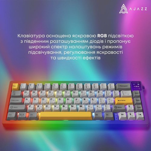 Купити Клавіатура Ajazz AK650 RGB Flying Fish Switch Wireless With Screen (AK650-FF-BGY) Black - ціна в Києві, Львові, Вінниці, Хмельницькому, Франківську, Україні | інтернет-магазин TELEMART.UA фото